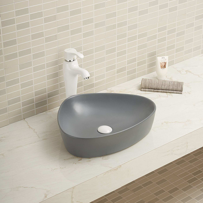 Раковина Bathroom таза мытья стойкости к действию кислот цвета серого цвета встречная верхняя ровная керамическая