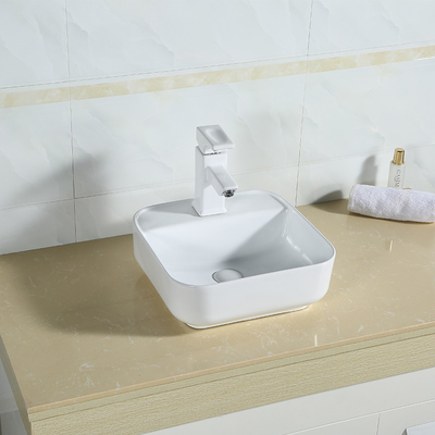 Countertop раковины Bathroom сосуда фарфора белый квадратный приглаживает 385X385X140MM